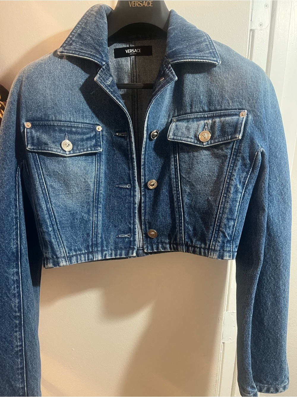 Versace Cropped Denim Jacket - Blue